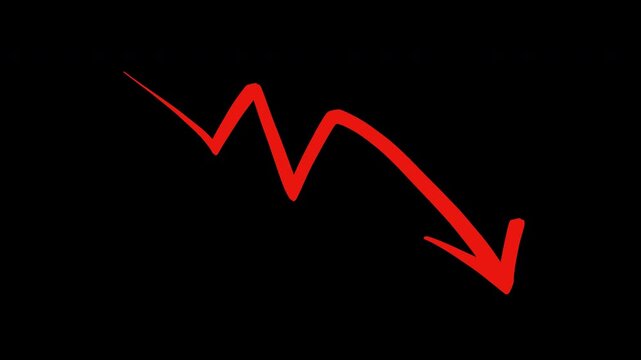 Downward Zigzag Arrow Animation, zigzag red arrow pointing downward animation. Alpha channel