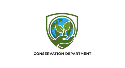 Nature Conservation Community Logo – Tree Planting, Eco Green Movement, Environmental Care Emblem