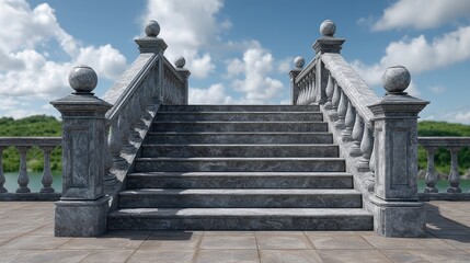 Success steps of a marble temple staircase vibrant blue gigapixel architectural concept scenic environment