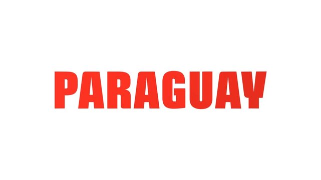A 360-degree rotating animation of the word Paraguay and the colors of the Paraguay national flag. This dynamic animation is perfect for video content. Alpha Channel with 4K.