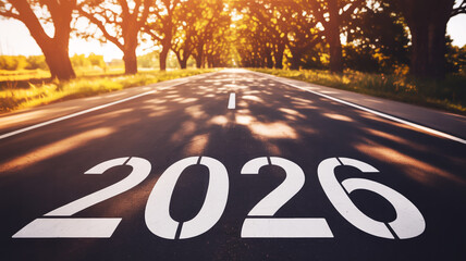 The year 2026 painted on a road leading towards a bright future