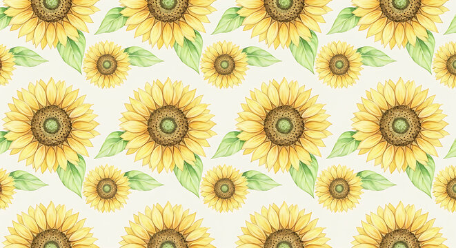 seamless background with sunflowers - Powered by Adobe