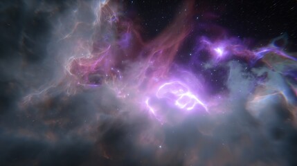Breathtaking Cosmic Nebula with Dynamic Particle Effects &ndash; Vivid Interstellar Gas, Glimmering Stardust, and Swirling Luminescent Particles that Bring Otherworldly Depth to Space-Themed Creations. 