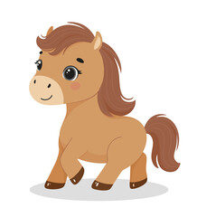Cute smiling brown horse character. Symbol of New year 2026.