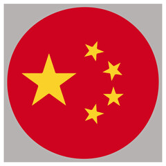 Official flag of the people's republic of china, round button isolated on white background, Vector