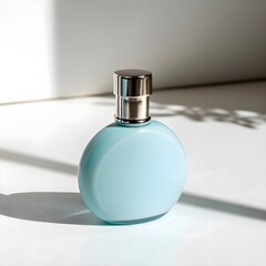 Soft Pastel-Blue Matte Perfume Bottle in Clean Studio Light