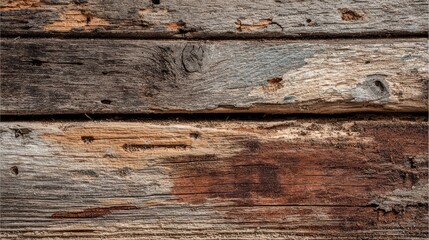 Fototapeta premium Textured wooden boards: aged planks with rugged grain and muted tones