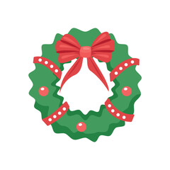 Festive Christmas Wreath with Red Bow and Berries. Handcrafted Christmas Door Wreath. Cute Christmas Wreath.