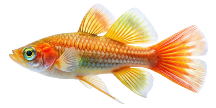 Colorful tropical fish with vibrant orange and yellow fins