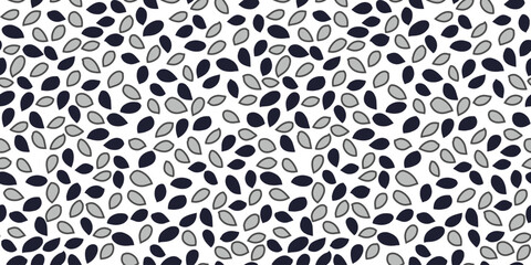 Seamless abstract vector pattern with dark navy and gray leaf shapes on a white background. Modern minimalist design for fabric, packaging, wallpaper, and decor