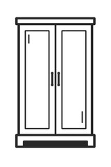 Sleek, minimalist two-door cabinet illustration, featuring a glowing outline against a dark, monochromatic black background. Ideal for modern interior design, digital art, furniture catalogs