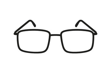 Sleek, Modern Black Rectangular Frame Eyeglasses for Digital Eye Strain Protection & Enhanced Vision. Elegant Outline Spectacles on Dark Gray Background, Ideal for Professional