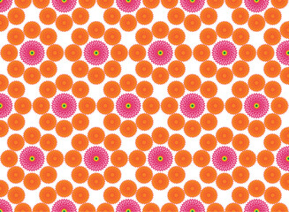 Colorful orange and pink flowers seamless pattern wallpaper background design