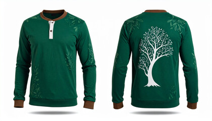 Rooted Identity Shirt: A Nature-Fused Garment Featuring Earthy Tones and Intricate Tree Design, Captured in Dual View for Artistic Expression, Outdoor Spirit, and Eco-Inspired Fashion