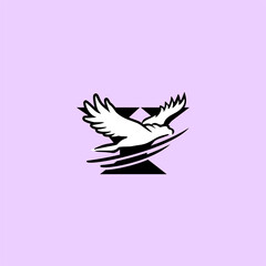 A powerful flying eagle forming a unique letter monogram logo. Ideal for security brands, sports teams, patriotic projects, aviation companies, and strong identity design concepts.
