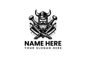 Viking Butcher Crossed Cleavers Vector Logo Illustration