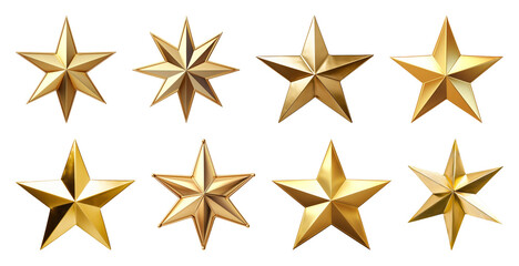 Obraz premium PNG Shiny golden stars collection, element set on transparent background