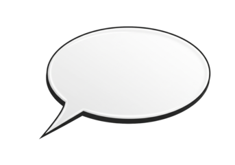 Share your thoughts with this clean white speech bubble graphic, perfect for adding dialogue and conversation to your designs with a modern touch