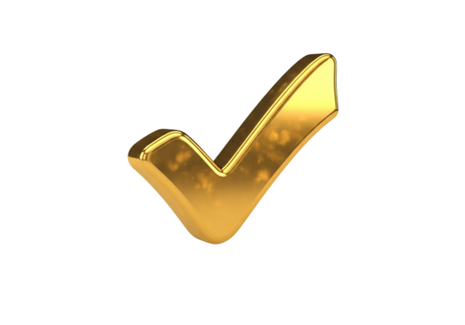 Elegant golden check mark signifying approval, success, and completion for professional projects, adding a touch of luxury and confidence, perfect for branding