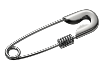 Shiny silver safety pin macro detail, secure your projects and designs with this classic fastener, perfect for crafting, sewing and creative presentations