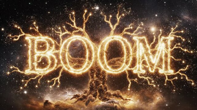 Abstract glowing tree of life animation against starry background