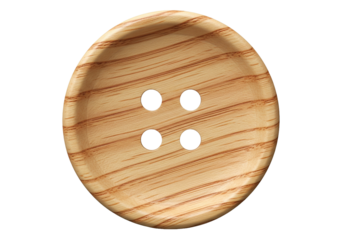 Elegant wooden sewing button for fashion projects, adding a natural touch to clothing, crafts, and textile designs with its rustic texture and classic style