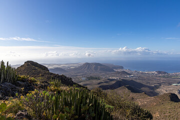 Naklejka premium Panorama of the city of Las Americas y Los Cristianos from the mountain Roque del Conde. Tenerife, Canary Islands.