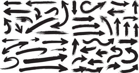 Set of arrows with hand drawn marker. Vector format.