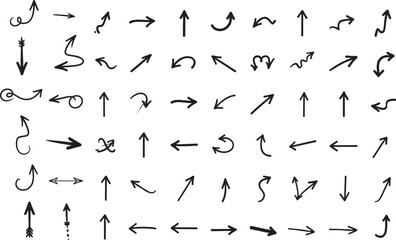 Hand drawn arrows set. Vector format.