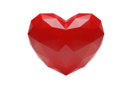 Modern geometric red heart for Valentine's Day designs, expressing love, romance and passion in a contemporary style, perfect for digital cards