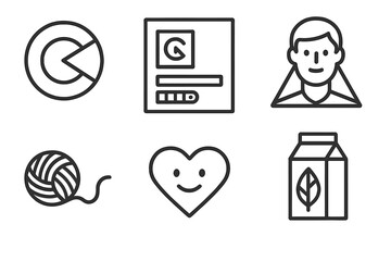 Brand Semiotics Icons. Line style icons of Brand Semiotics: logo with hidden symbol, visual identity kit, brand archetype face,