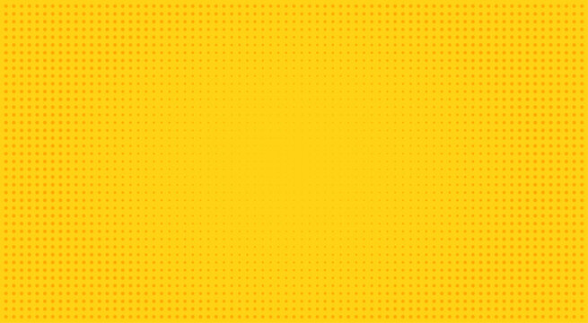 Comic Halftone Yellow gradation gradient background. Simple polka dots pattern for comics and magna. Pop art texture. Horizontal minimalist abstract wall. Vector illustration bg