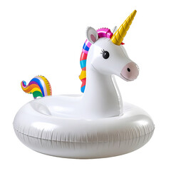Fantasy Pool Float: A whimsical inflatable unicorn, a symbol of magic and joy, ready to enhance the summer leisure with vibrant colors and enchanting charm.