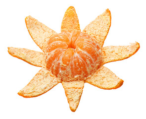 peeled tangerine isolated on white background