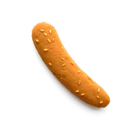 A brown banana biscuit on white background