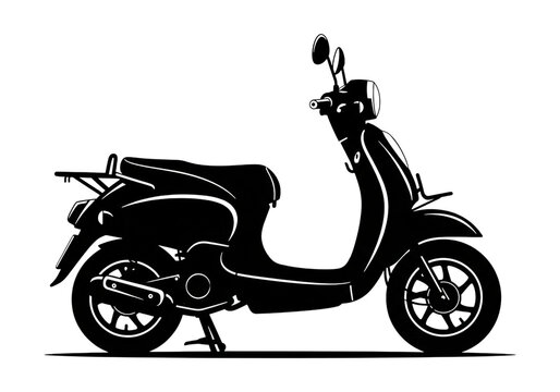 Scooter Silhouette SVG - Retro Vespa Style Moped Vector Clipart PNG Black Icon