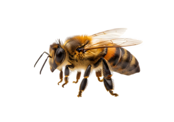 honey bee walking, isolated on white or transparent background. PNG