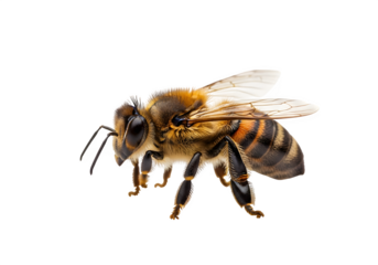 honey bee walking, isolated on white or transparent background. PNG