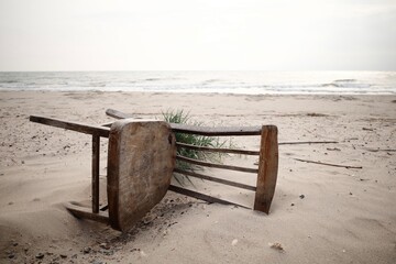 November 17, 2025, Odessa region, Ukraine: An abandoned Black Sea beach during the war