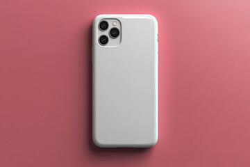 White smartphone case mockup on pink background minimal design template modern protective cover clean style branding product presentation