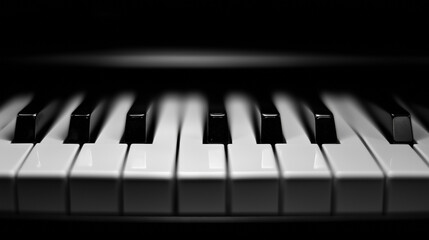 octet. Close-up of piano keys in black and white pattern, elegant musical instrument detail. lifestyle magazines, social media lookbooks, designed for influencer and brand collaborations.