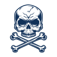 Skull and crossbones isolated on a white background	