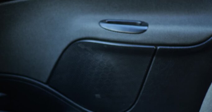 Car Door Panel Close Up Opening Closing With Solid Thud Sound Demonstrating Effective Soundproofing Against Road Noise Vehicle Interior Comfort Automotive Engineering Quality Assurance