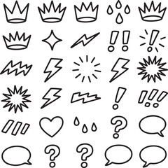 Comic Outline Symbol Icons Set