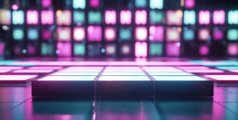 Podium Disco panel. Rays view Show magic party. Sports style Bright space. Stand square presentation advertisement.