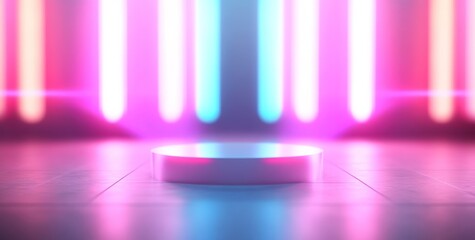 Podium Disco panel. Rays view Show magic party. Sports style Bright space. Stand square presentation advertisement.