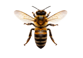 honey bee topview, isolated on white or transparent background. PNG