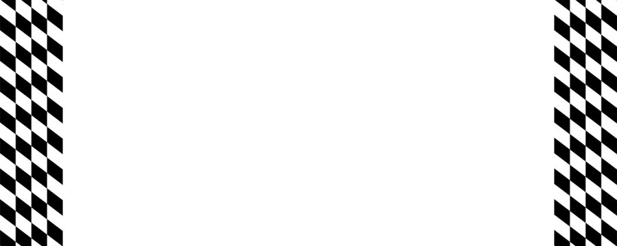 Race flags or checkerboard background. Chess game or rally sport car competition wallpaper. Tilted black and white squares pattern. Banner with checkered texture. Vector flat illustration