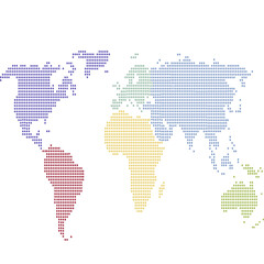 Dotted color world map vector.