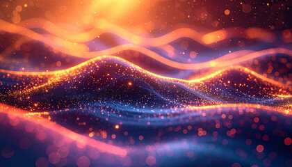 Abstract digital artwork depicting flowing, glowing lines and particles in a vibrant, colorful display.